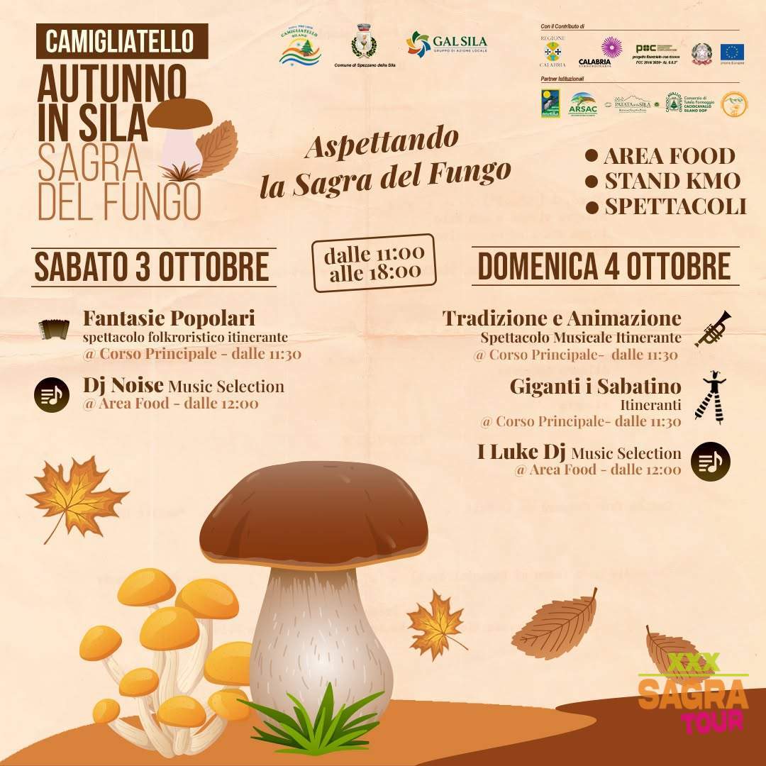 locandina autunno in sila e sagra del fungo spezzano della sila