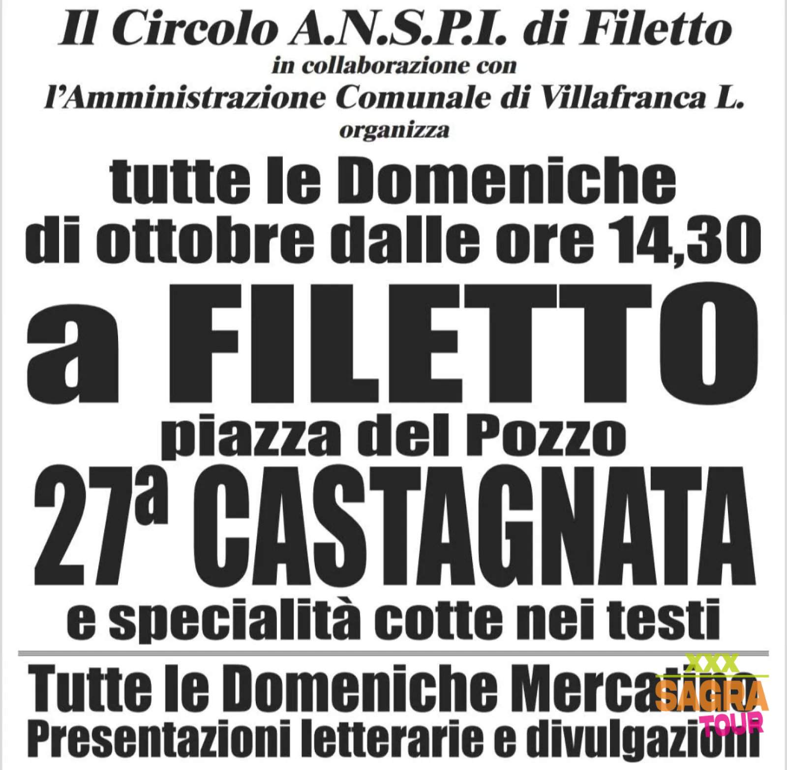 locandina castagnata e specialità cotte nei testi filetto massa-carrara