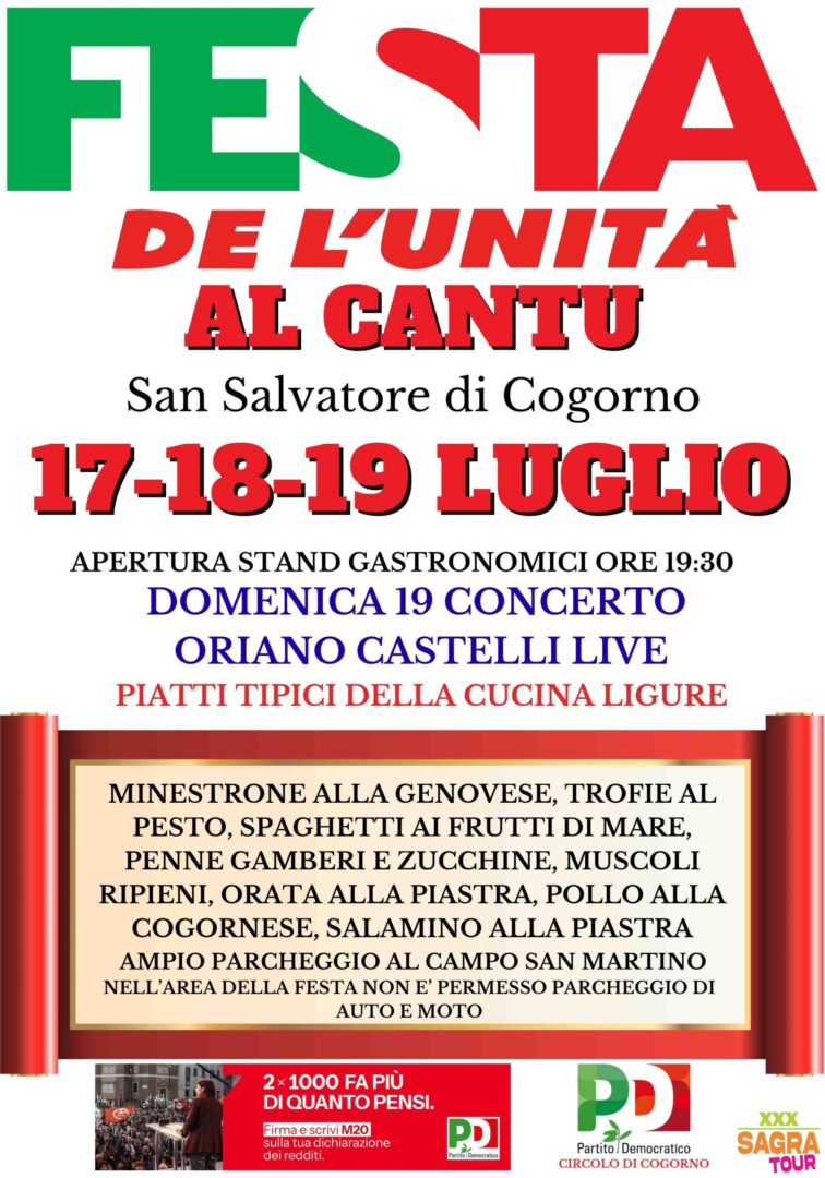 locandina festa de l’unità cogorno cogorno