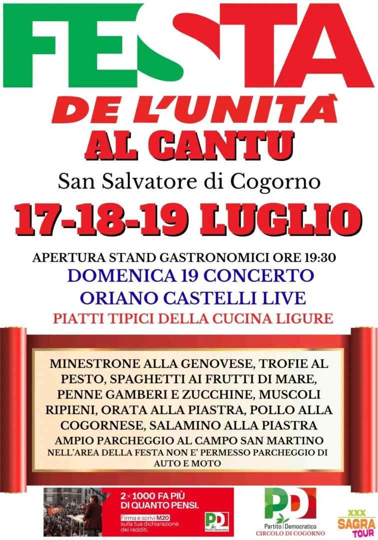 locandina festa de l’unità cogorno cogorno