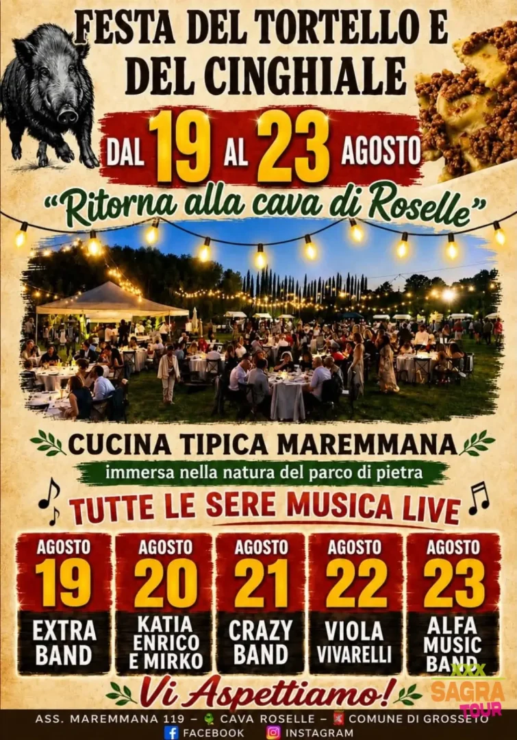 locandina festa del tortello e del cinghiale roselle