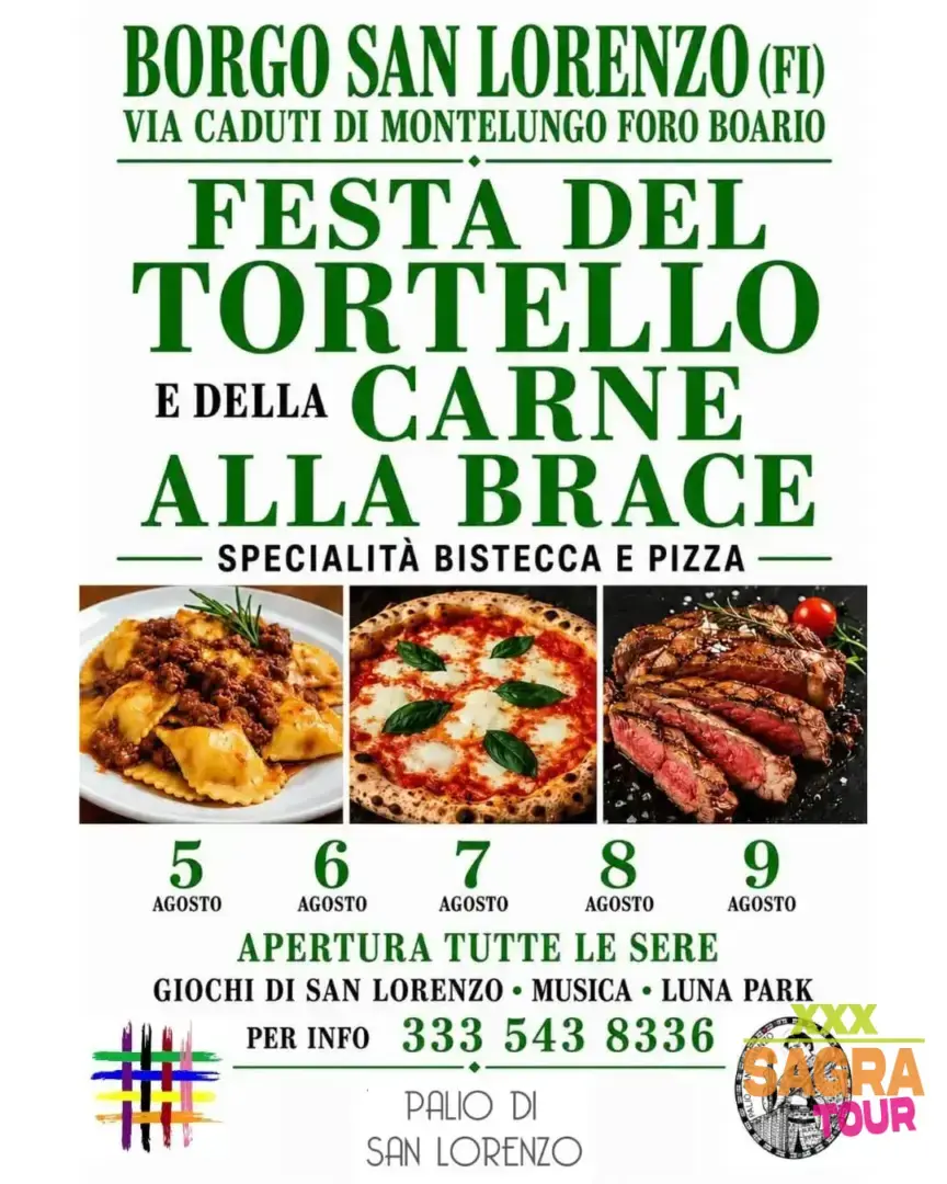 locandina festa del tortello e della carne alla brace borgo san lorenzo