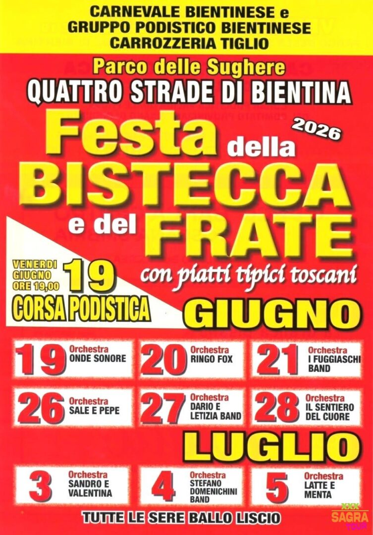 Manifesto Festa della Bistecca e del Frate - Bientina