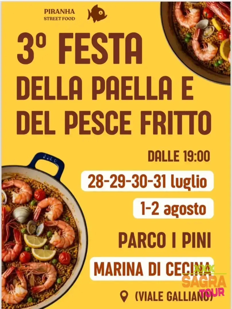 locandina festa della paella e del pesce fritto cecina
