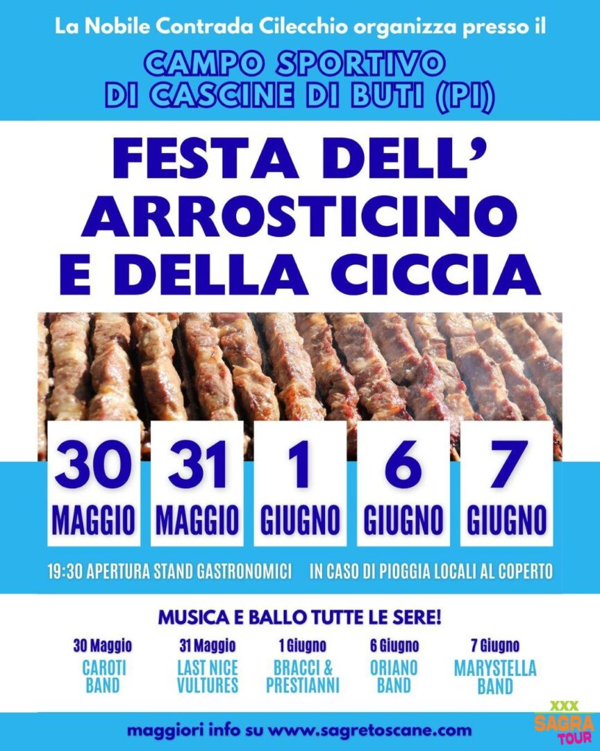 Manifesto Festa dell’arrosticino e della ciccia - Cascine di Buti
