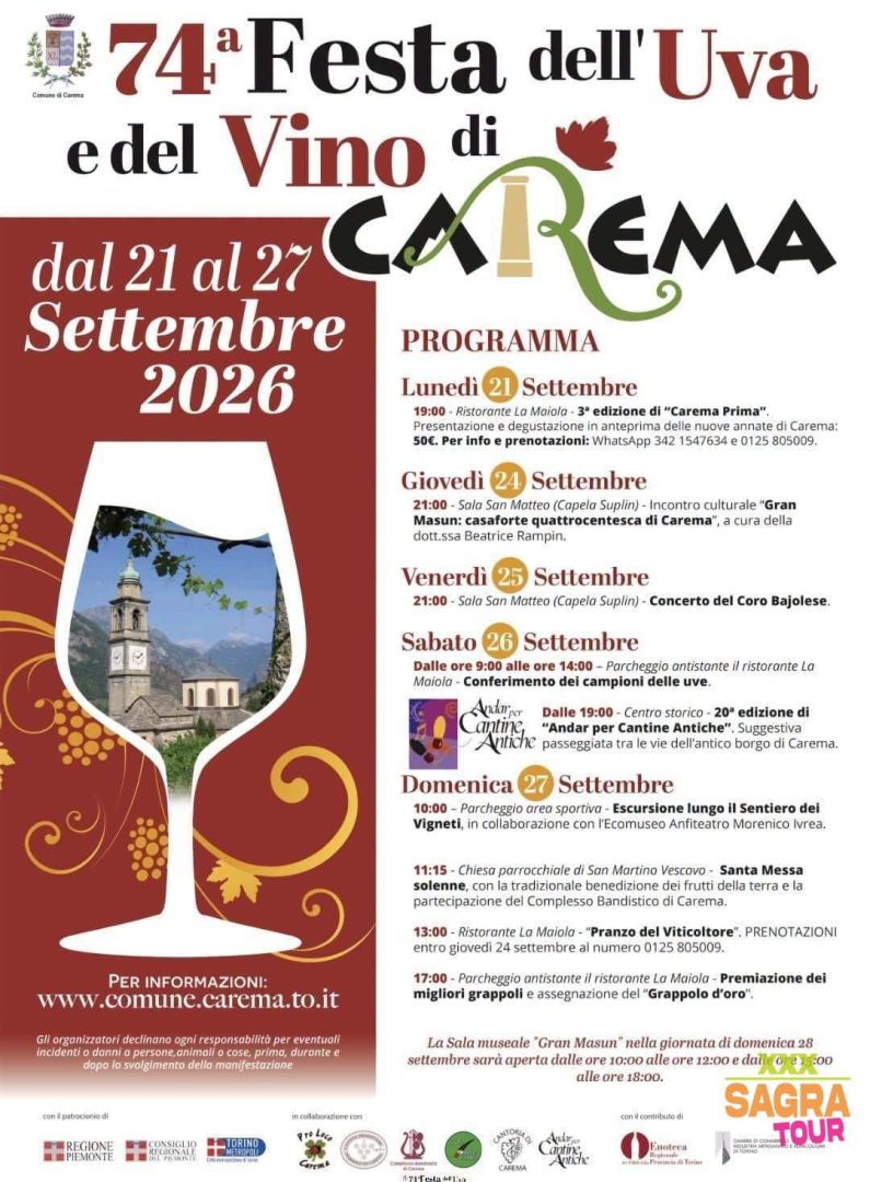locandina festa dell’uva e del vino di carema carema