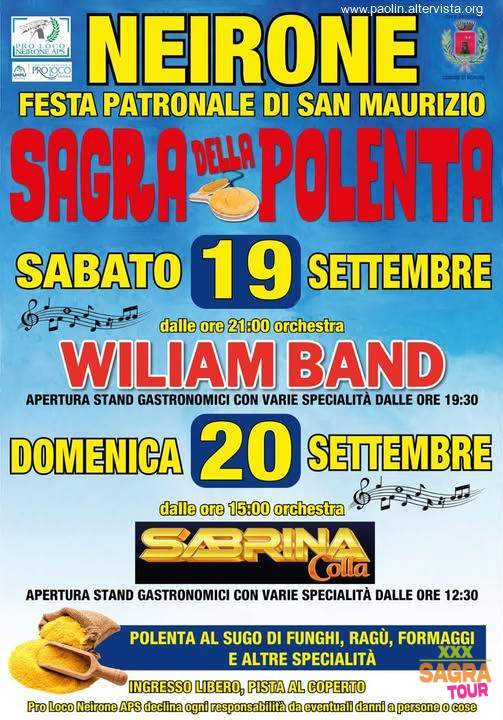locandina festa di s. maurizio – sagra della polenta neirone