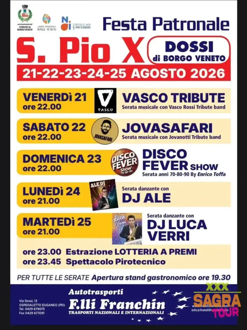 locandina festa patronale di s. pio x borgo veneto
