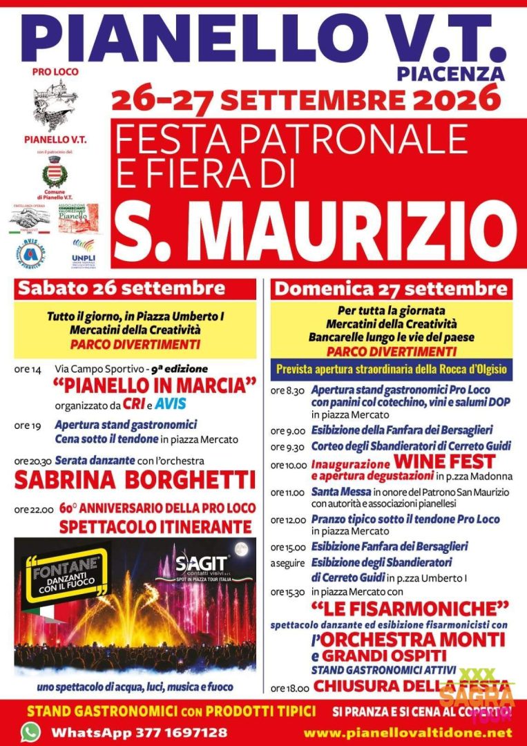 locandina festa patronale e fiera di san maurizio pianello val tidone