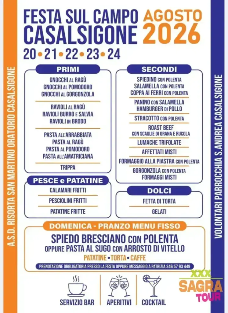 foto menu festa sul campo pozzaglio ed uniti