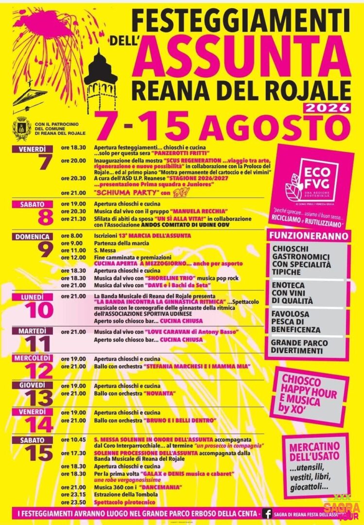 locandina festeggiamenti dell’assunta reana del rojale