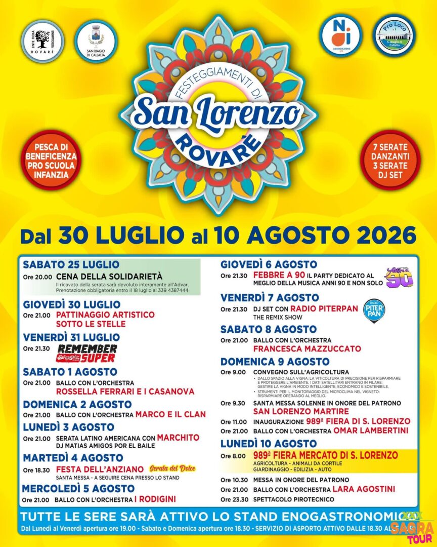 locandina festeggiamenti di san lorenzo san biagio di callalta