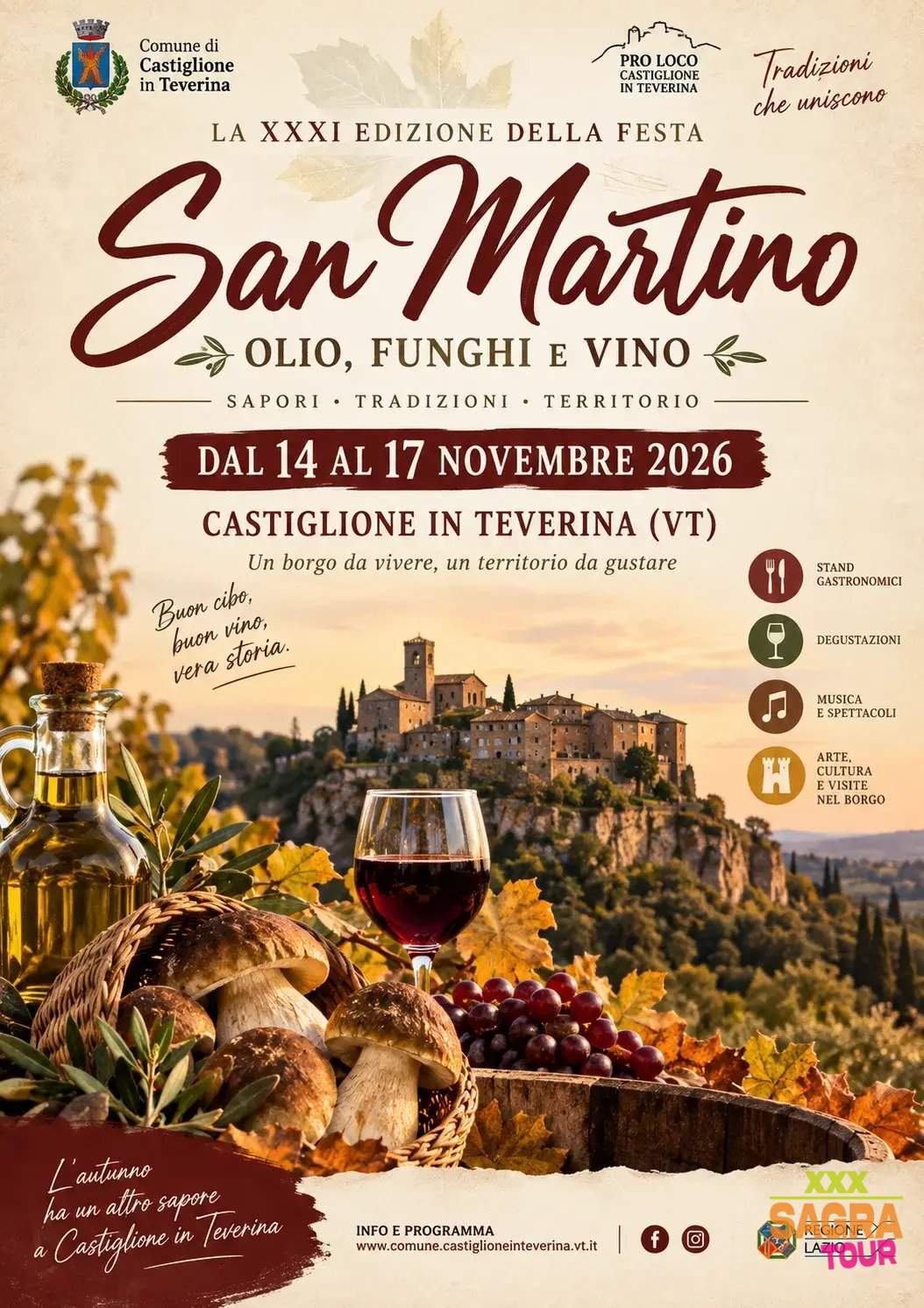 locandina festival enogastronomico san martino olio funghi e vino castiglione in teverina
