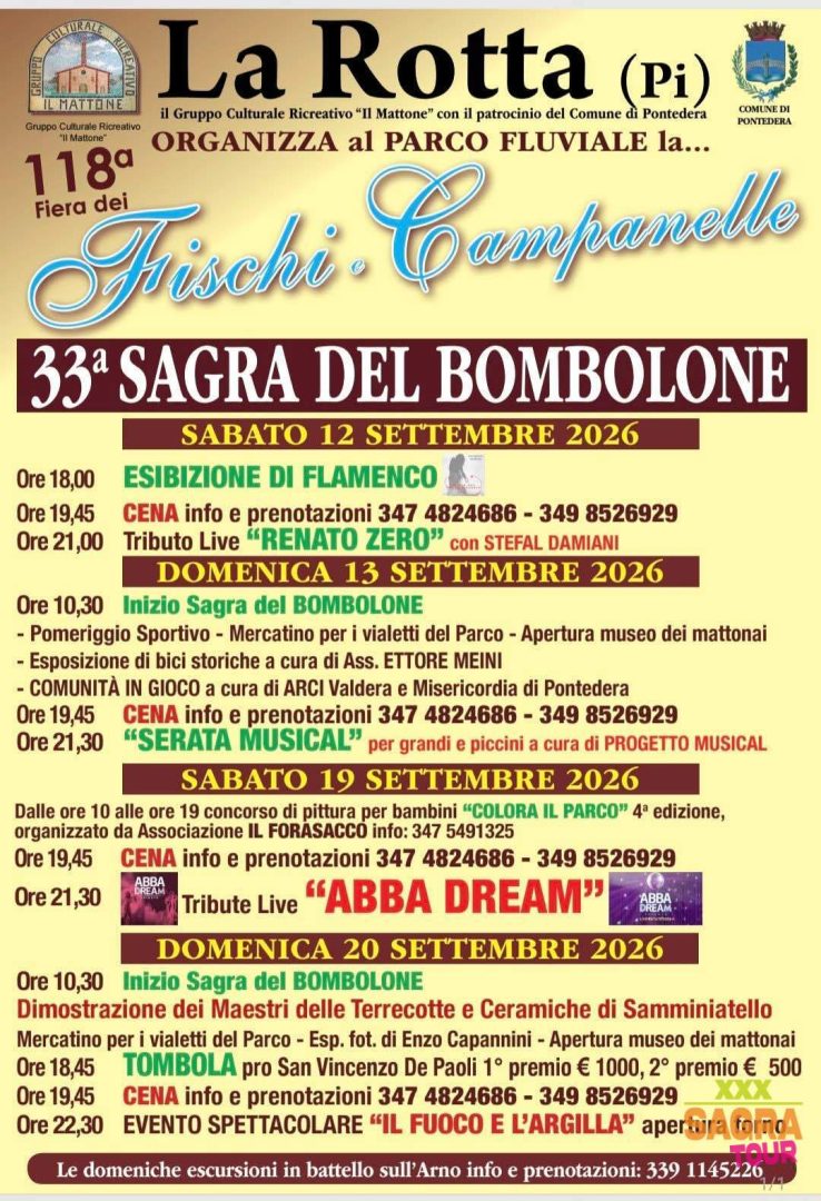 locandina fiera dei fischi e campanelle – sagra del bombolone la rotta