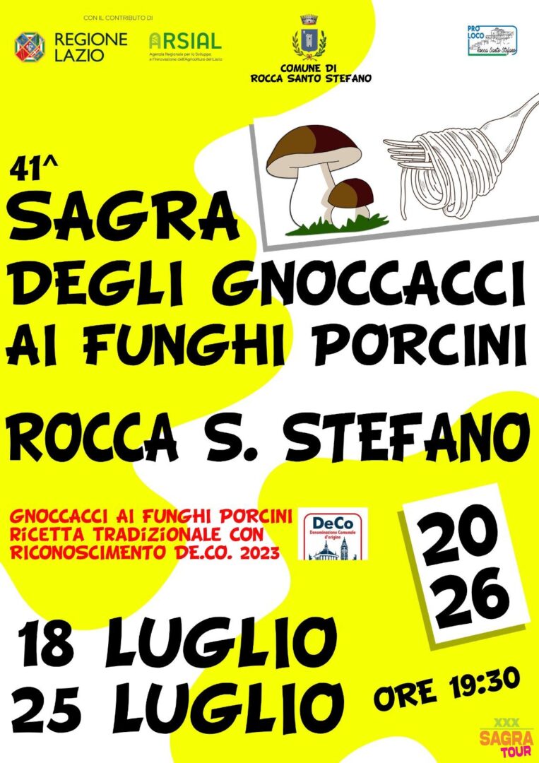 locandina sagra degli gnoccacci ai funghi porcini rocca santo stefano
