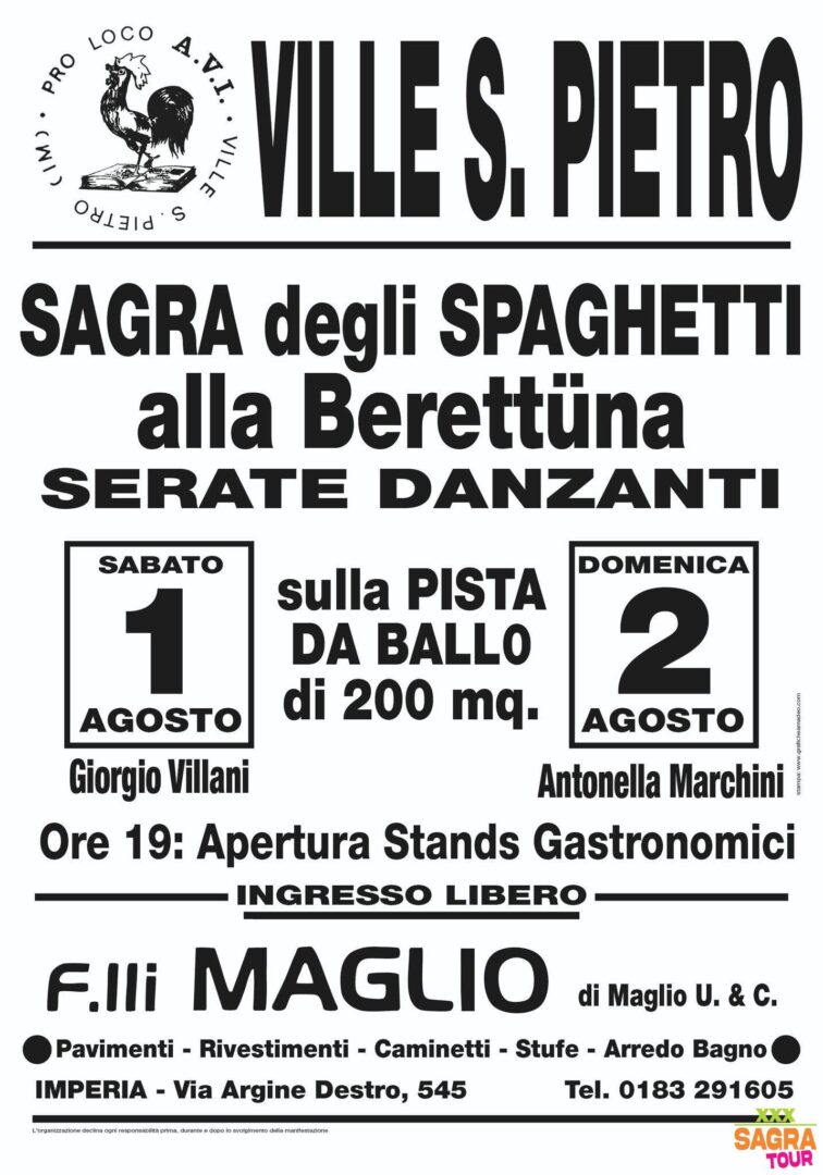 locandina sagra degli spaghetti alla berettüna borgomaro
