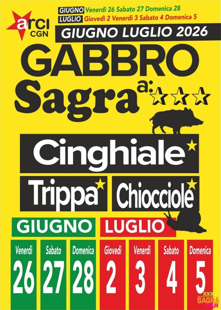 Manifesto Sagra del Cinghiale Trippa e Chiocciole - Gabbro