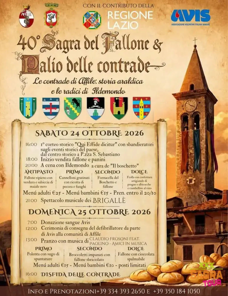 locandina sagra del fallone & palio delle contrade affile