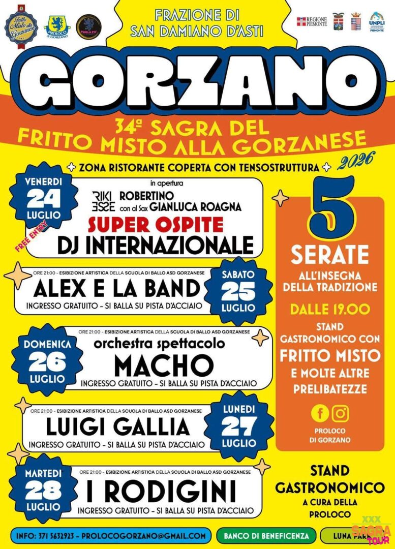 locandina sagra del fritto misto alla gorzanese san damiano d'asti