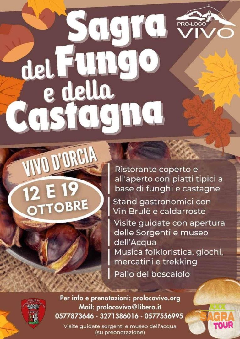 locandina sagra del fungo e della castagna vivo d'orcia