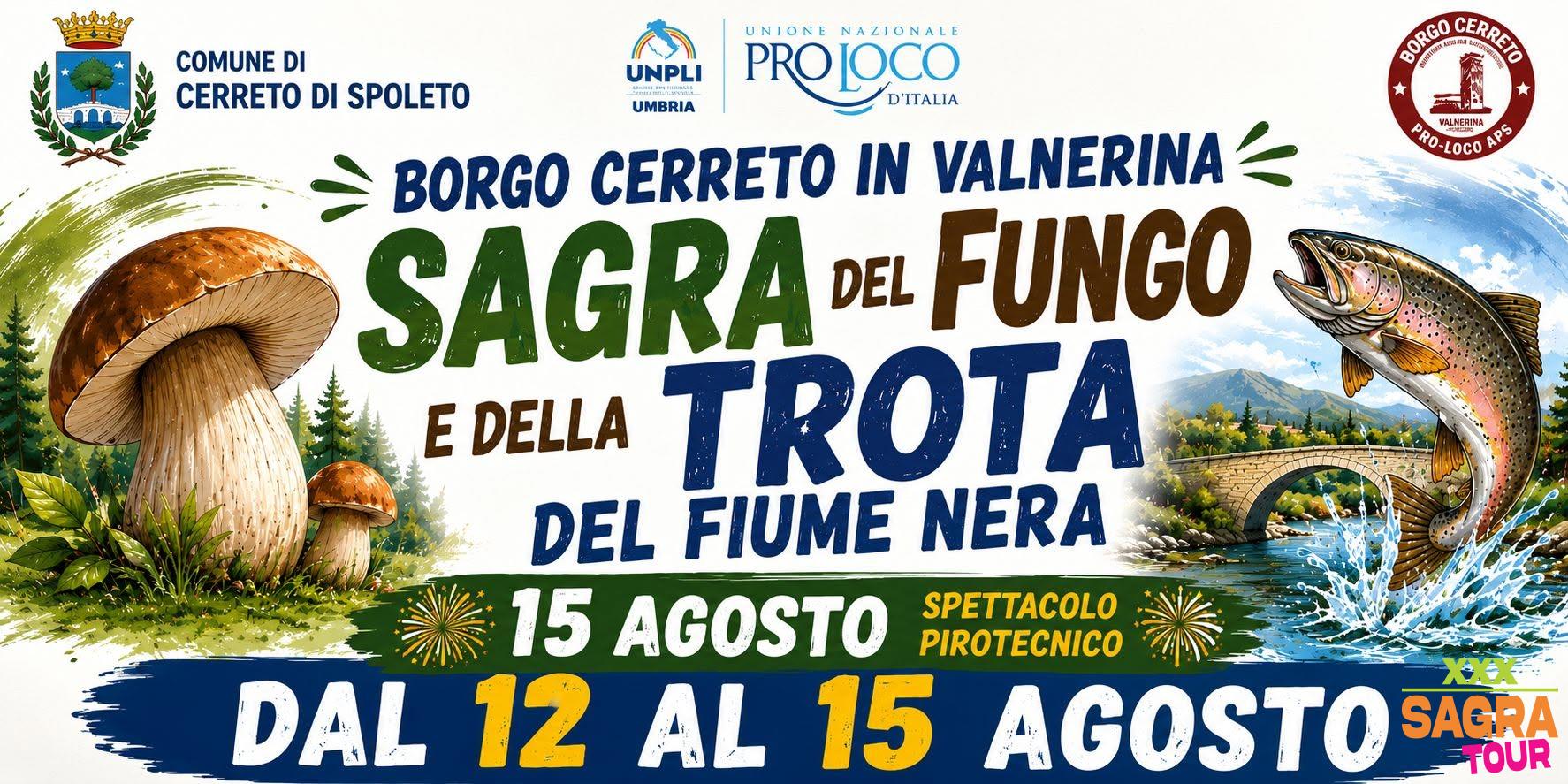 locandina sagra del fungo e della trota del fiume nera cerreto di spoleto