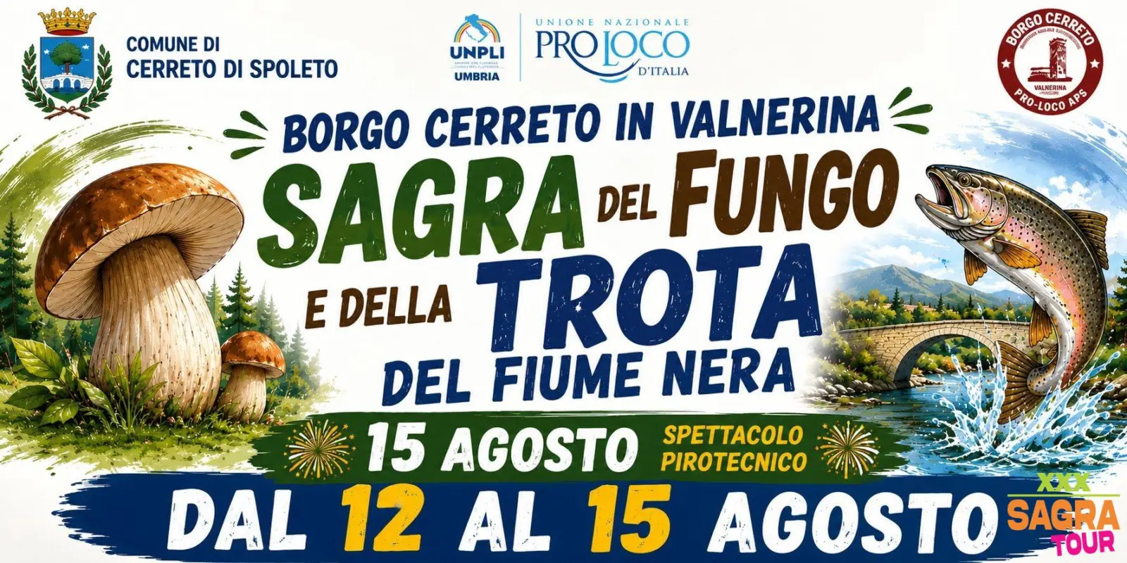 locandina sagra del fungo e della trota del fiume nera cerreto di spoleto