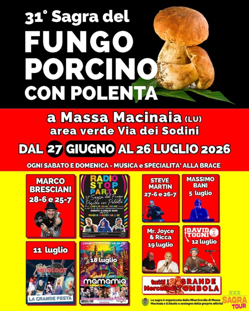 Manifesto Sagra del Fungo Porcino con Polenta - Massa Macinaia