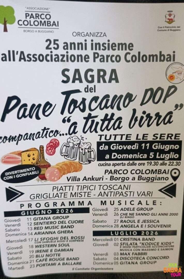 locandina sagra del pane toscano parco colombai