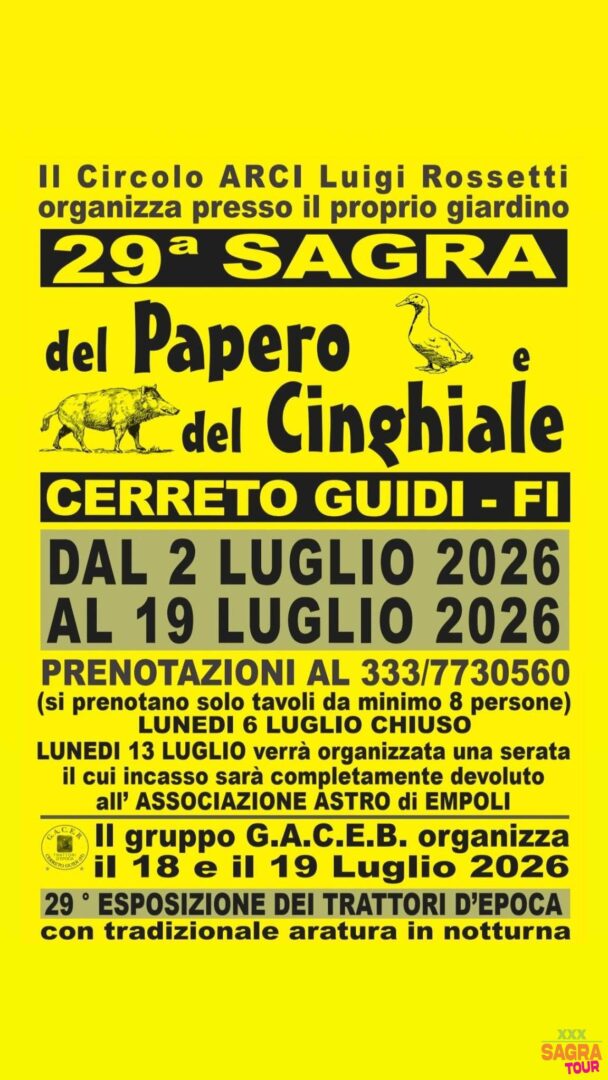 Manifesto Sagra del Papero e del Cinghiale - Cerreto Guidi