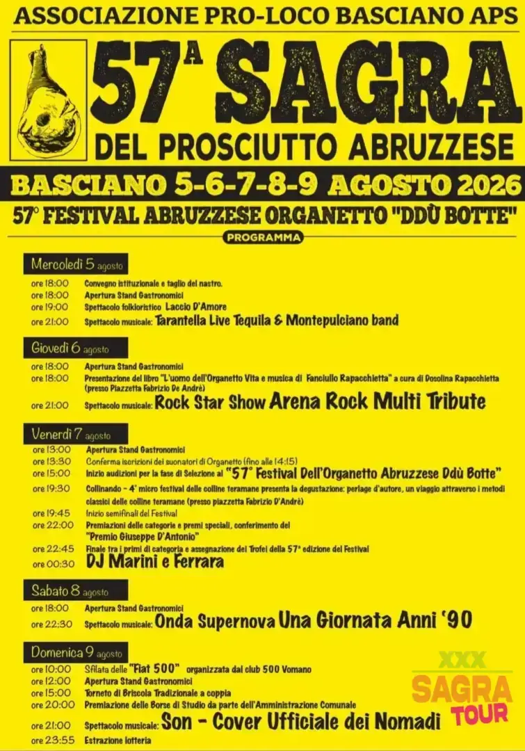locandina sagra del prosciutto abruzzese basciano