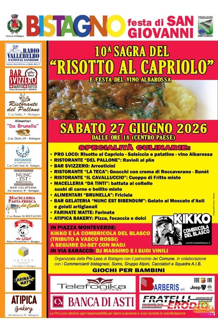 locandina sagra del risotto al capriolo e festa del vino albarossa bistagno
