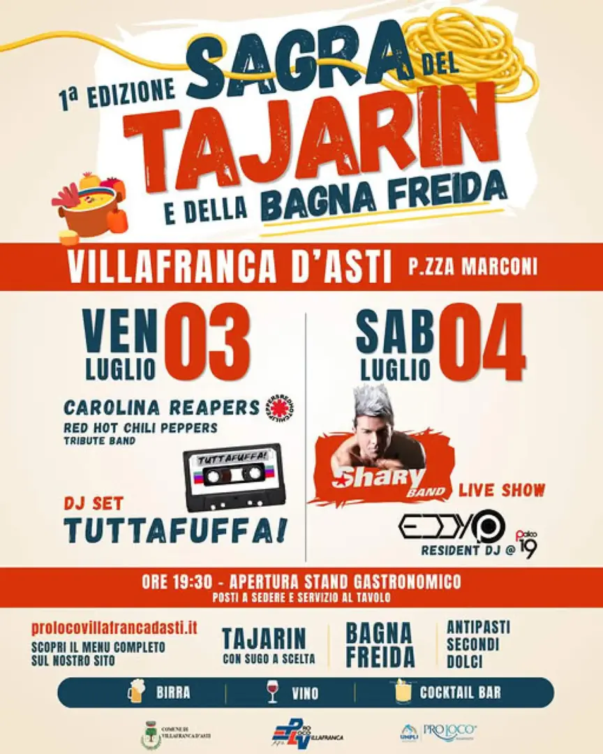 locandina sagra del tajarin e della bagna freida a villafranca d’asti villafranca d'asti