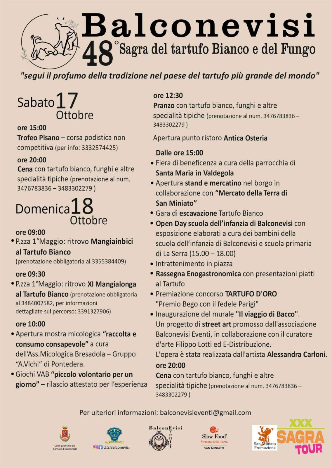 locandina sagra del tartufo bianco e del fungo san miniato