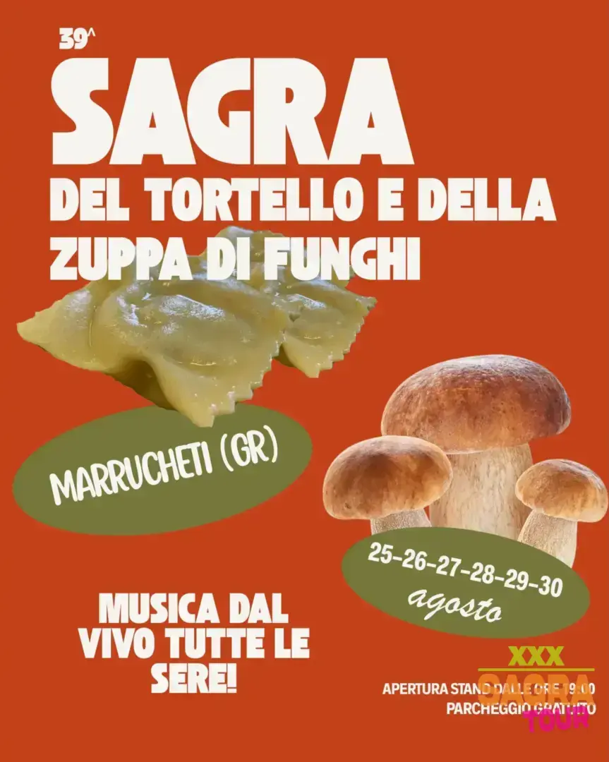 locandina sagra del tortello e della zuppa di funghi marrucheti