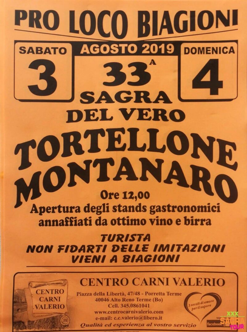 locandina sagra del vero tortellone montanaro alto reno terme
