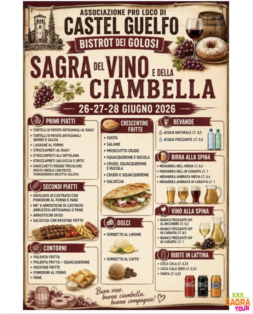 locandina sagra del vino e della ciambella castel guelfo di bologna