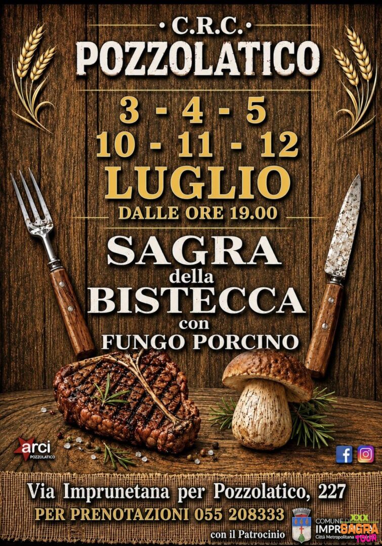 locandina sagra della bistecca con fungo porcino pozzolatico