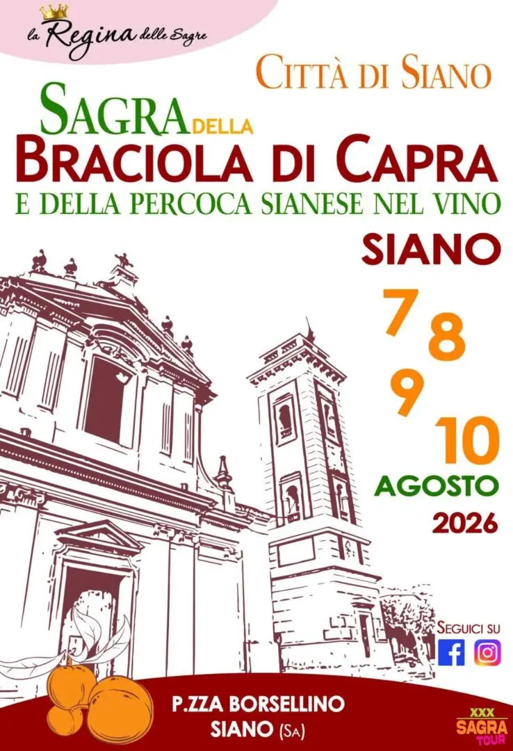 locandina sagra della braciola di capra e della percoca sianese nel vino siano