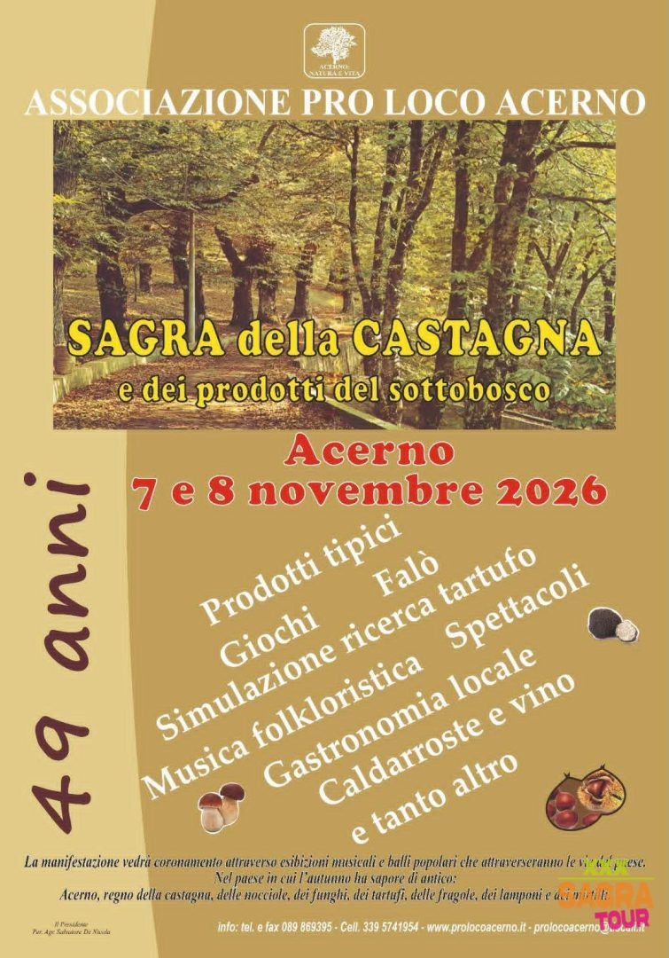 locandina sagra della castagna e dei prodotti del sottobosco acerno