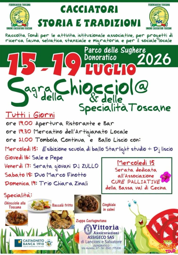 locandina sagra della chiocciola e delle specialità toscane castagneto carducci