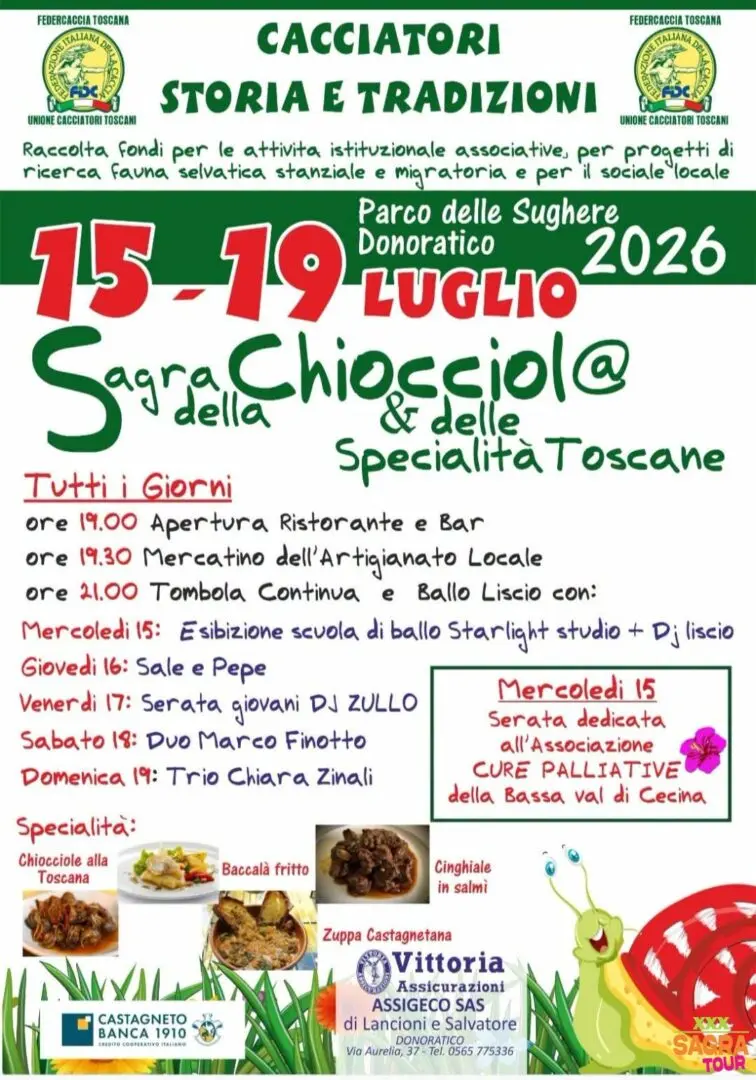 locandina sagra della chiocciola e delle specialità toscane castagneto carducci