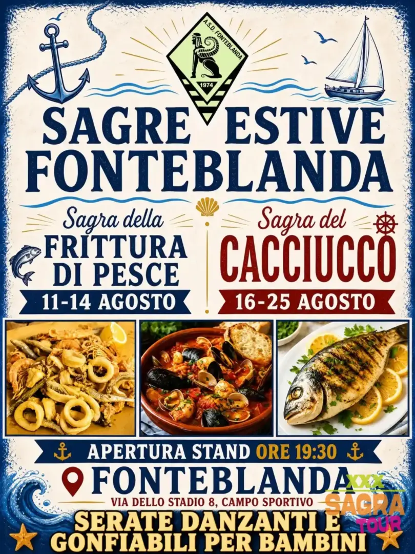 locandina sagra della frittura di pesce e del cacciucco fonteblanda