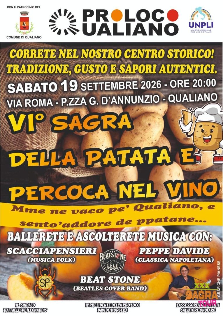 locandina sagra della patata e della percoca nel vino qualiano