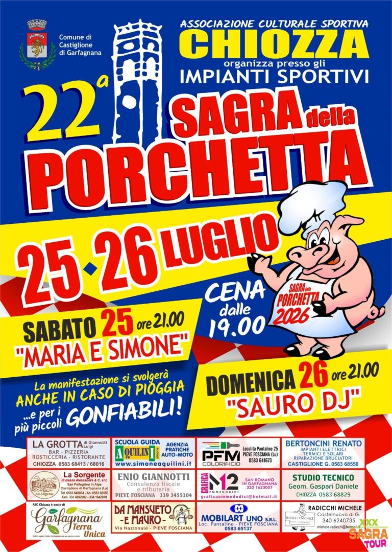 locandina sagra della porchetta castiglione di garfagnana