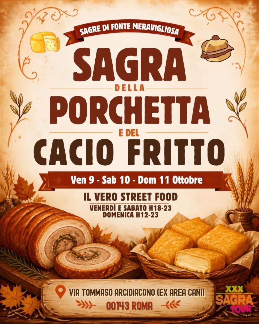 locandina sagra della porchetta e del cacio fritto roma