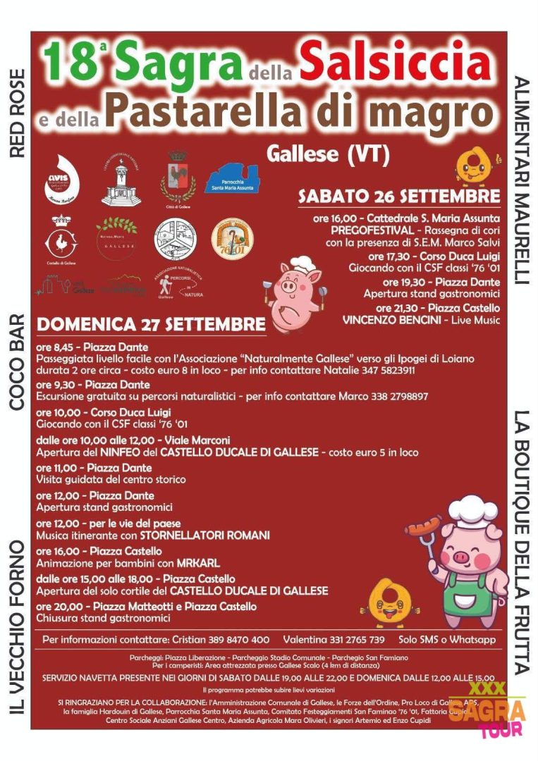 locandina sagra della salsiccia e della pastarella di magro gallese