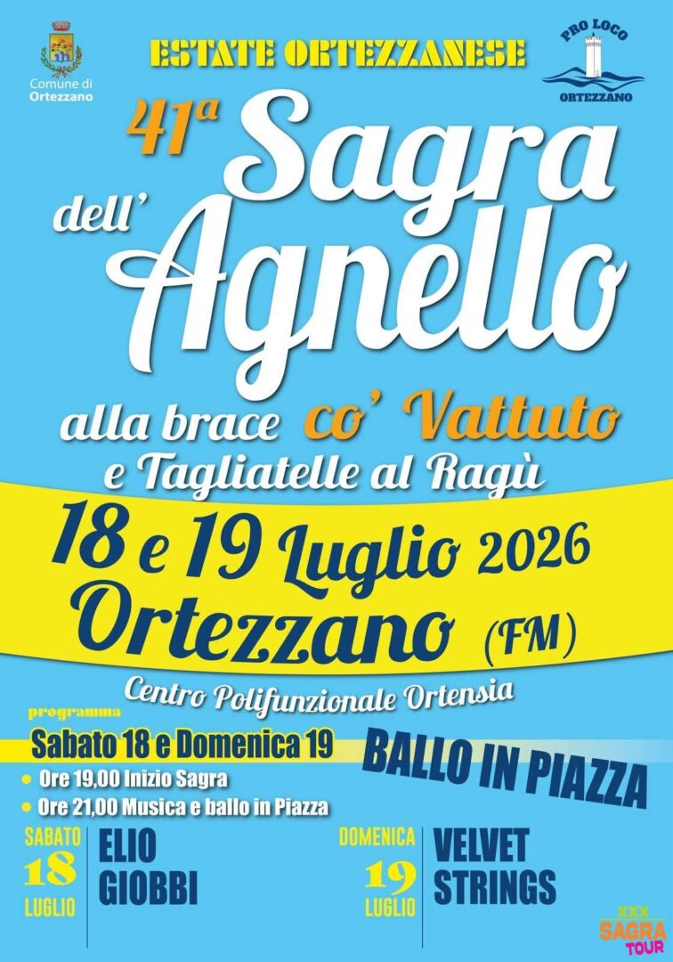 locandina sagra dell’agnello alla brace “co’ vattuto” ortezzano