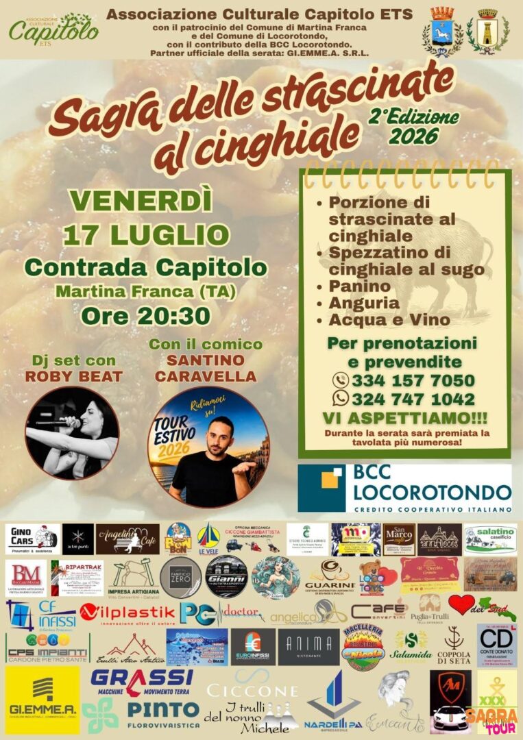 locandina sagra delle strascinate al cinghiale martina franca