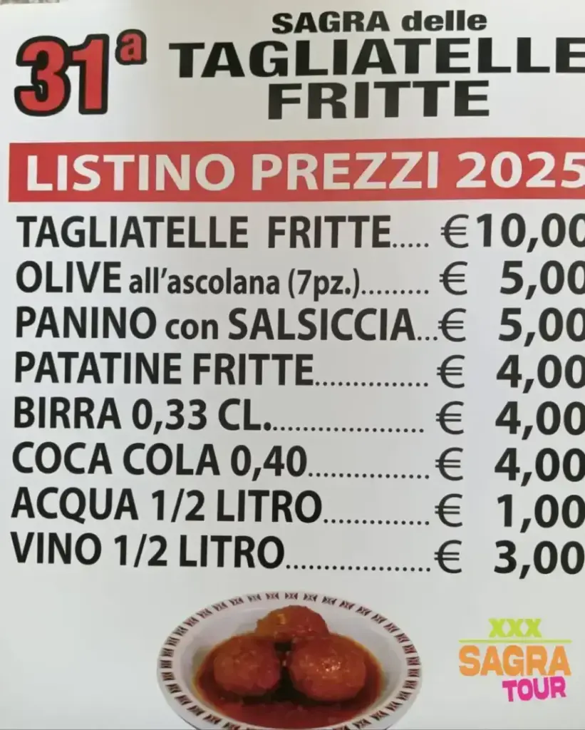 foto menu sagra delle tagliatelle fritte monterubbiano