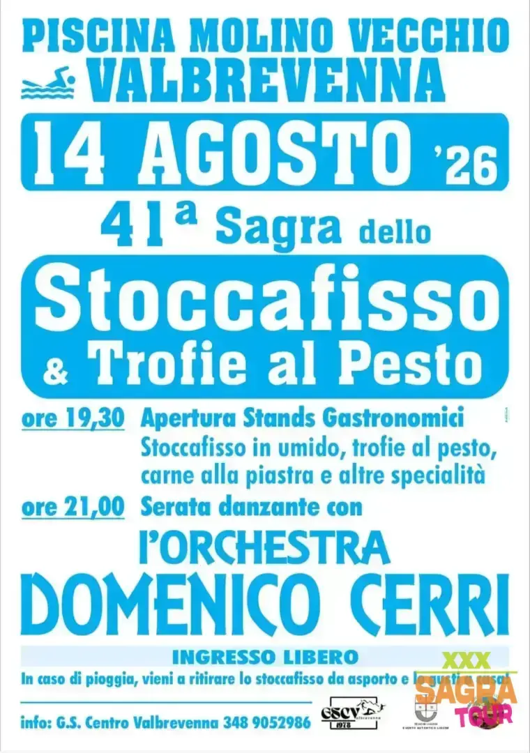 locandina sagra dello stoccafisso e trofie al pesto valbrevenna